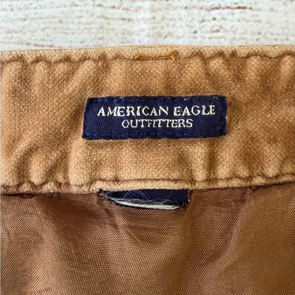 American Eagle Outfitters Y2K Tan Camel Colored Corduroy Mini Jean Skirt Sz 2 4 - Picture 4 of 5